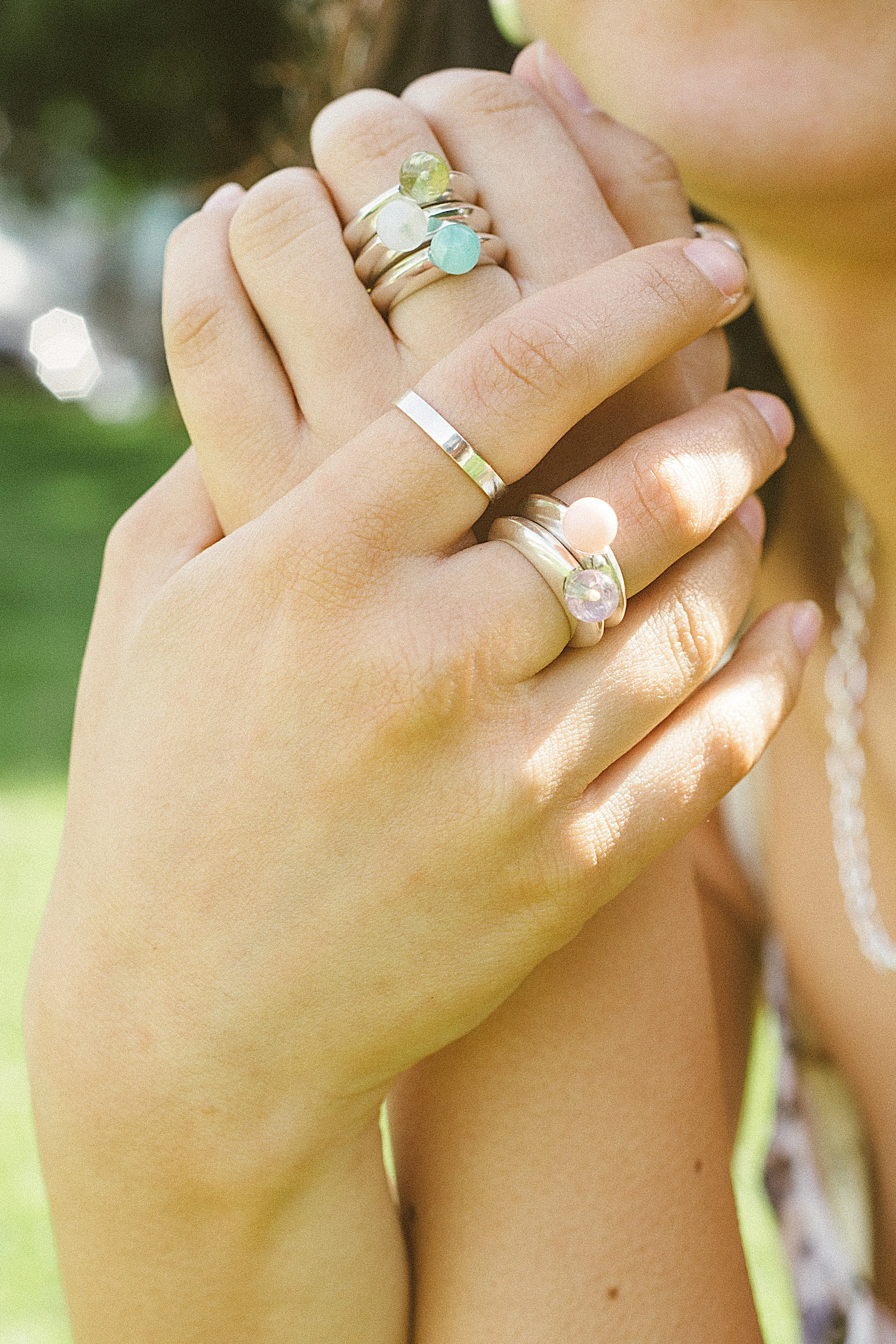 Bubble Ring - Rainbow Moonstone