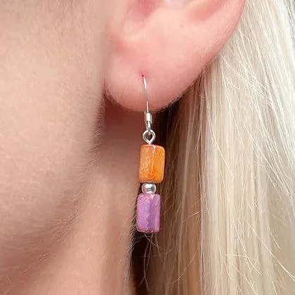 Carrie Elspeth Orange/Purple Drop Earrings