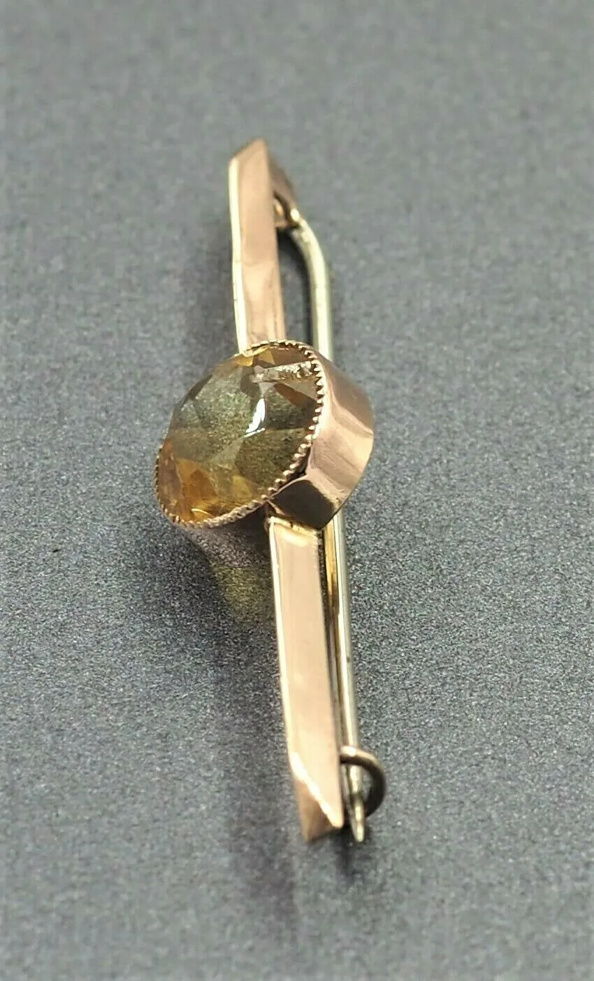 Citrine 9ct Yellow Gold Brooch