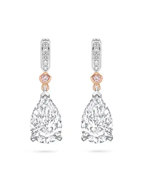 Classic Pear Diamond and Pink Diamond Drop Earrings