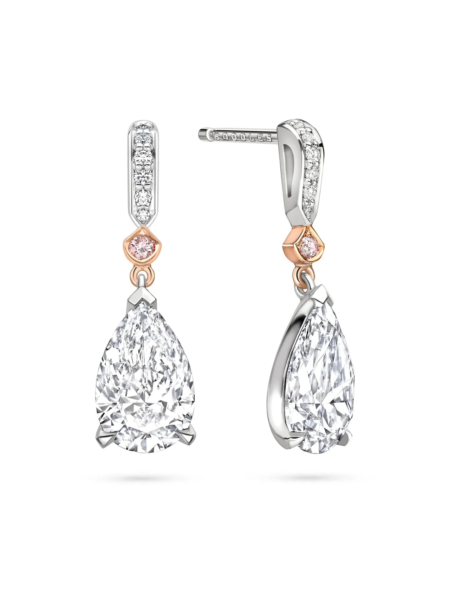 Classic Pear Diamond and Pink Diamond Drop Earrings