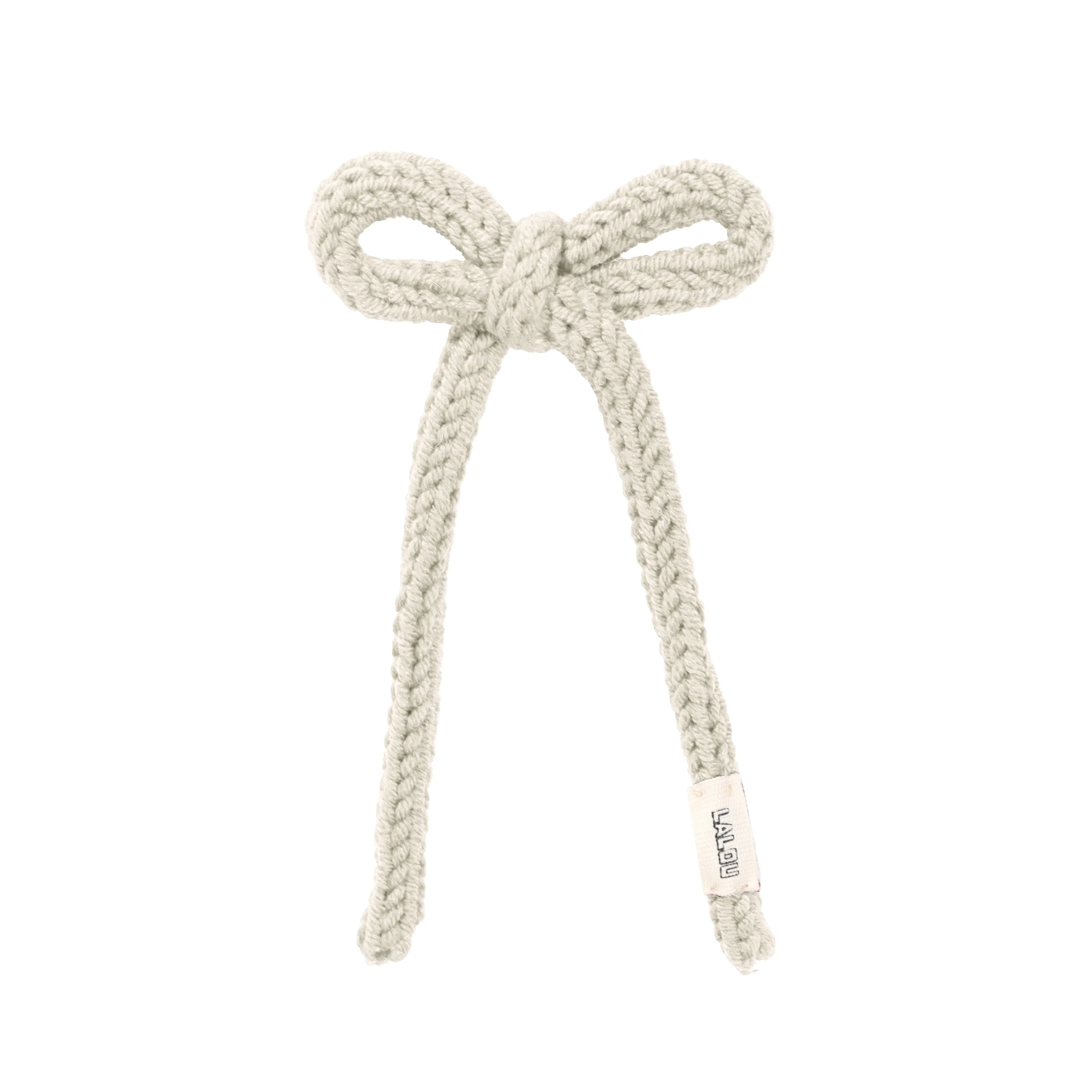 clip hand crochet with bow - beige