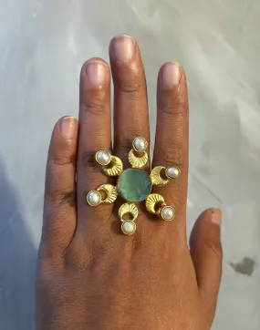 Crescent Flower Ring