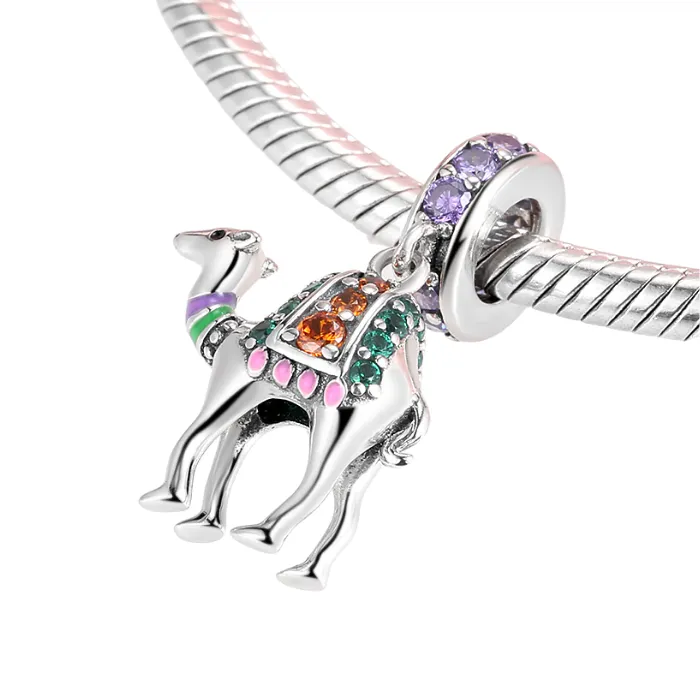 Crystal Safari Camel Dangle Charm 925 Sterling Silver