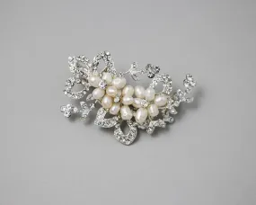 Cultured Pearl Flowers Crystal Wedding Petite Clip