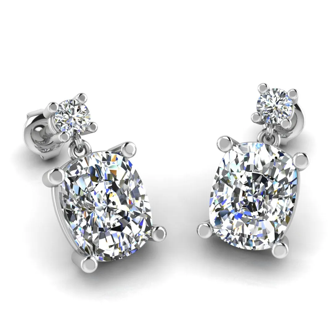 Cushion Shape Natural Diamond Drop Earrings EDCCD