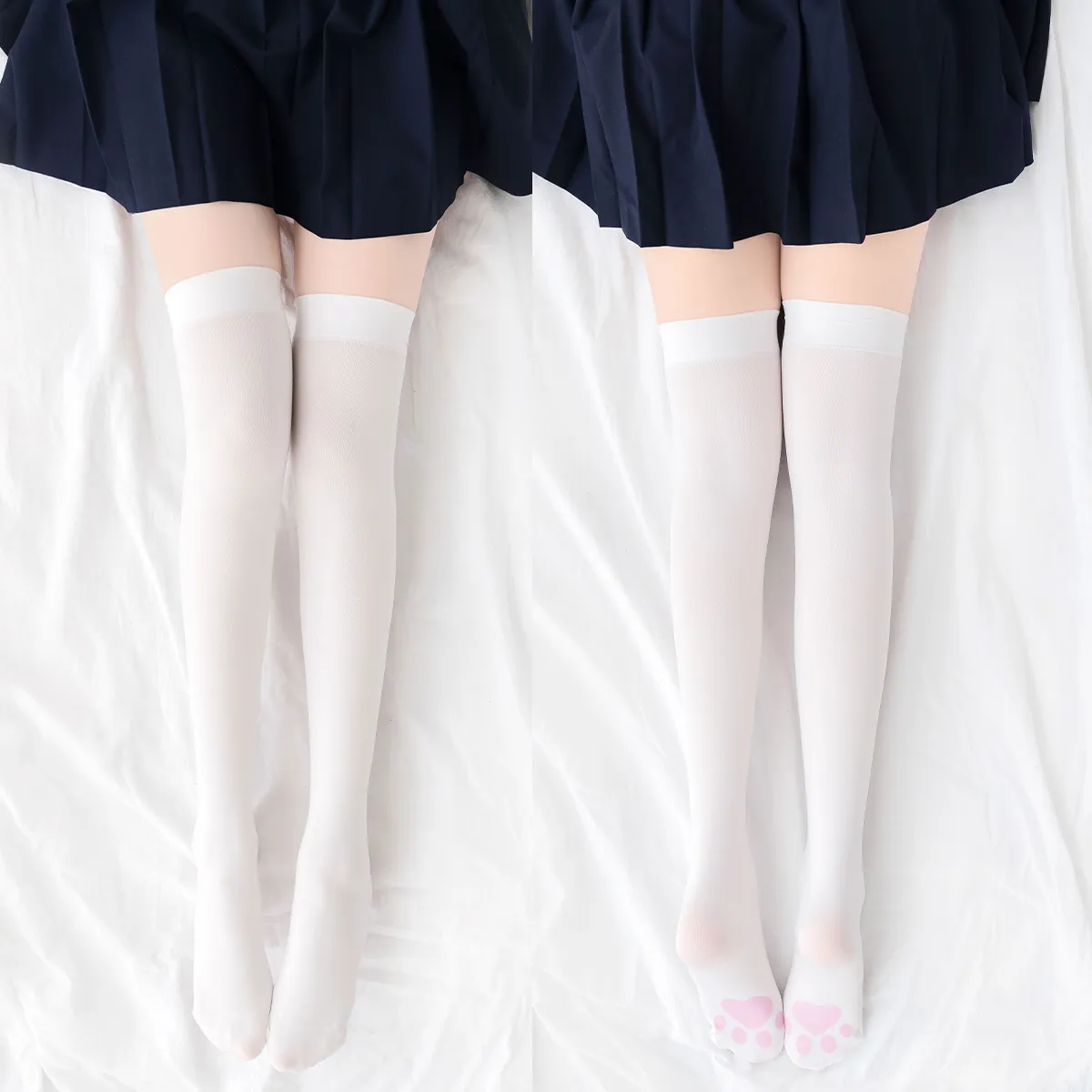 Cute Foot Cat Paw Print Over The Knee Socks Velvet Thigh Socks Stockings Sweet Soft Cute Tube Socks