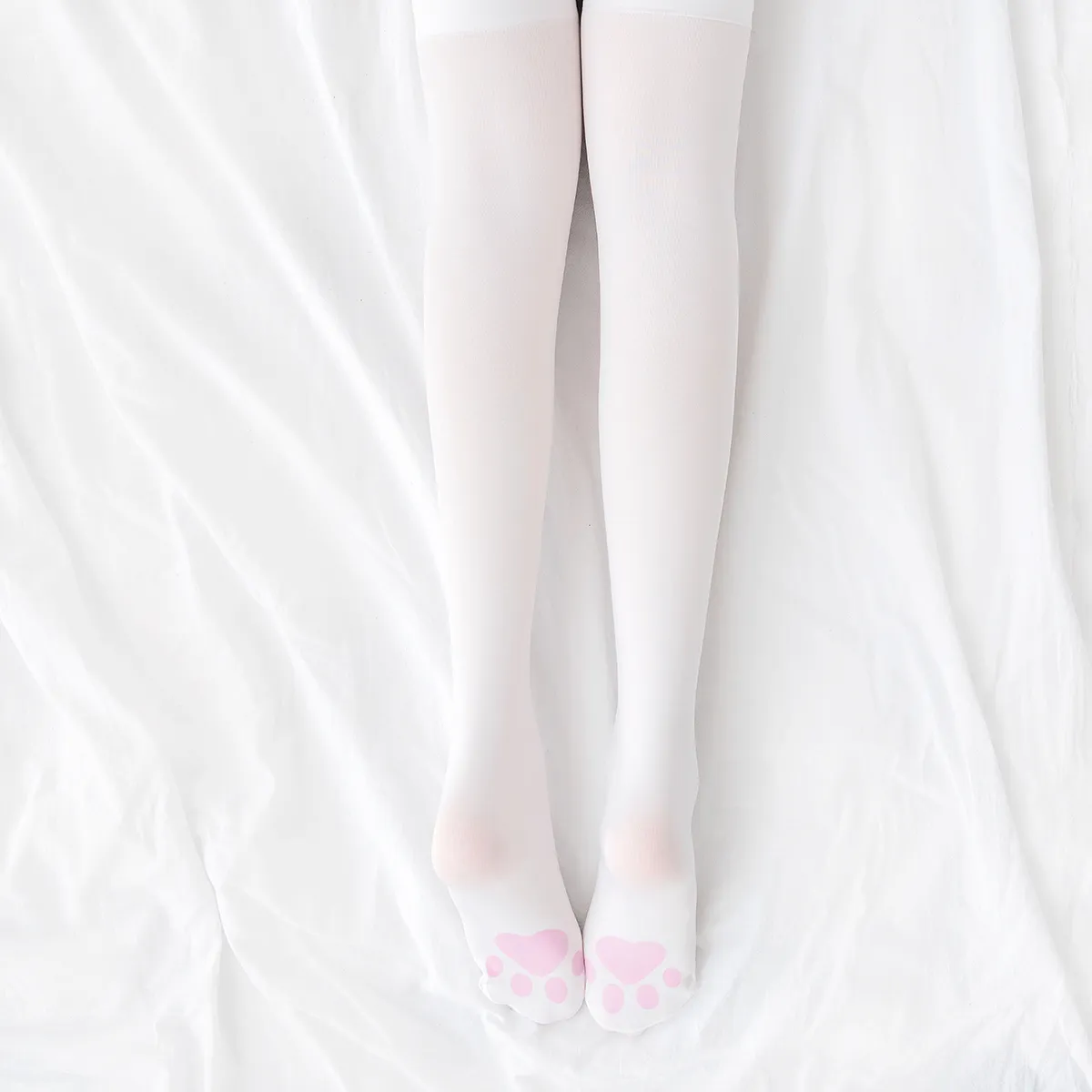 Cute Foot Cat Paw Print Over The Knee Socks Velvet Thigh Socks Stockings Sweet Soft Cute Tube Socks