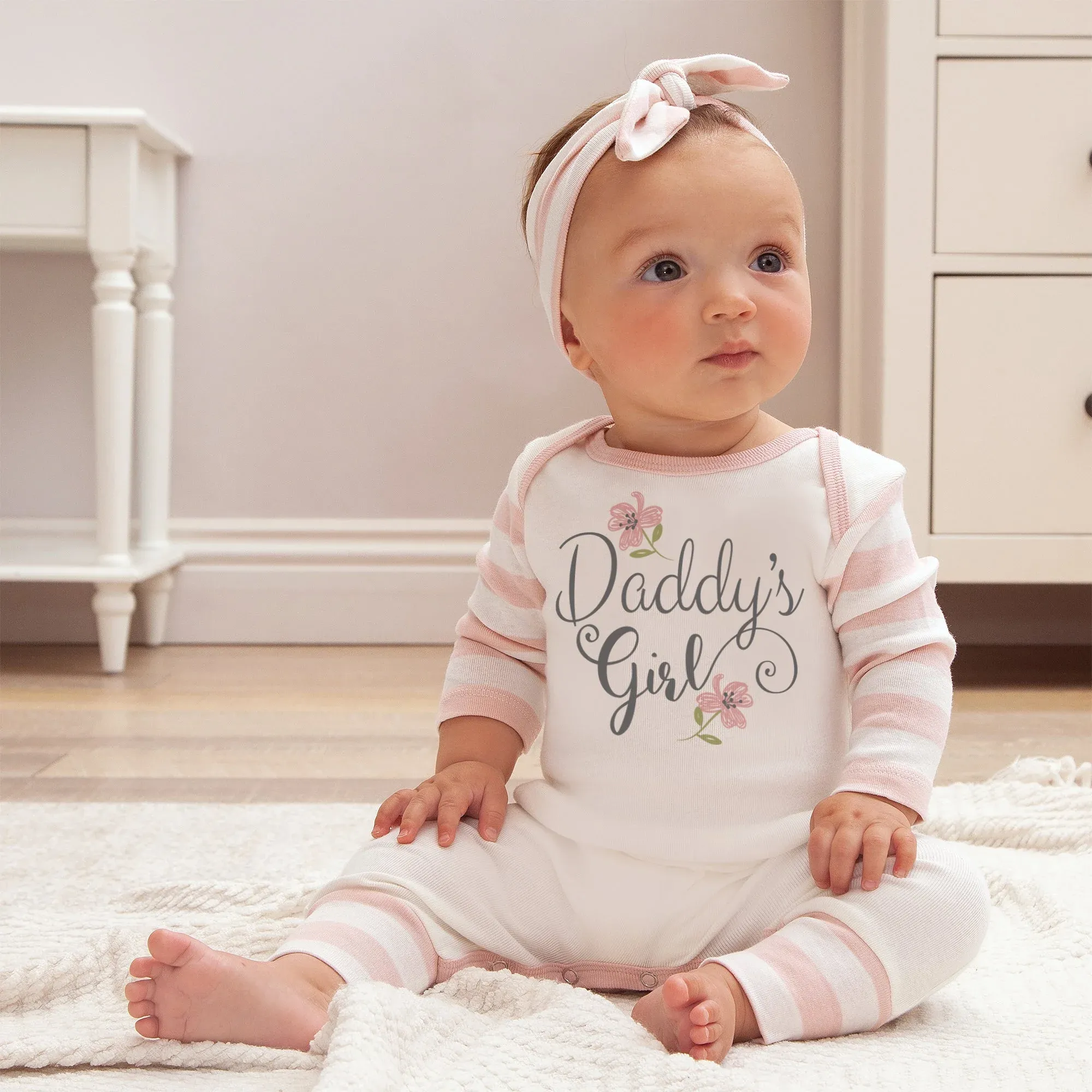 Daddy's Girl Bamboo Romper W Headband