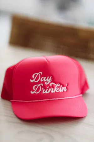 Day Drinkin' Embroidered Trucker Hat - Fuchsia