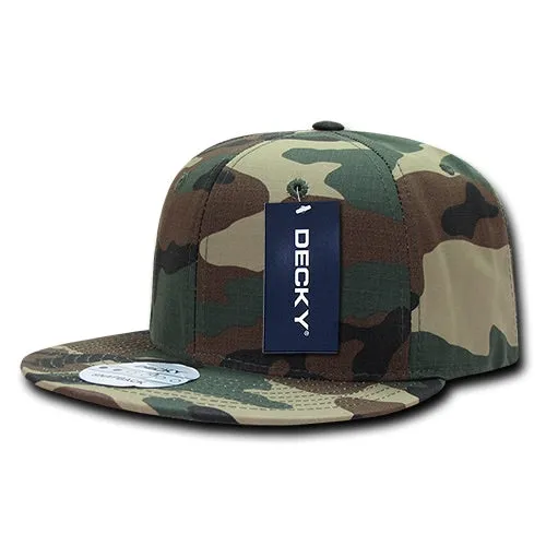 Decky 360 - Ripstop Snapback Hat, 6 Panel Flat Bill Cap