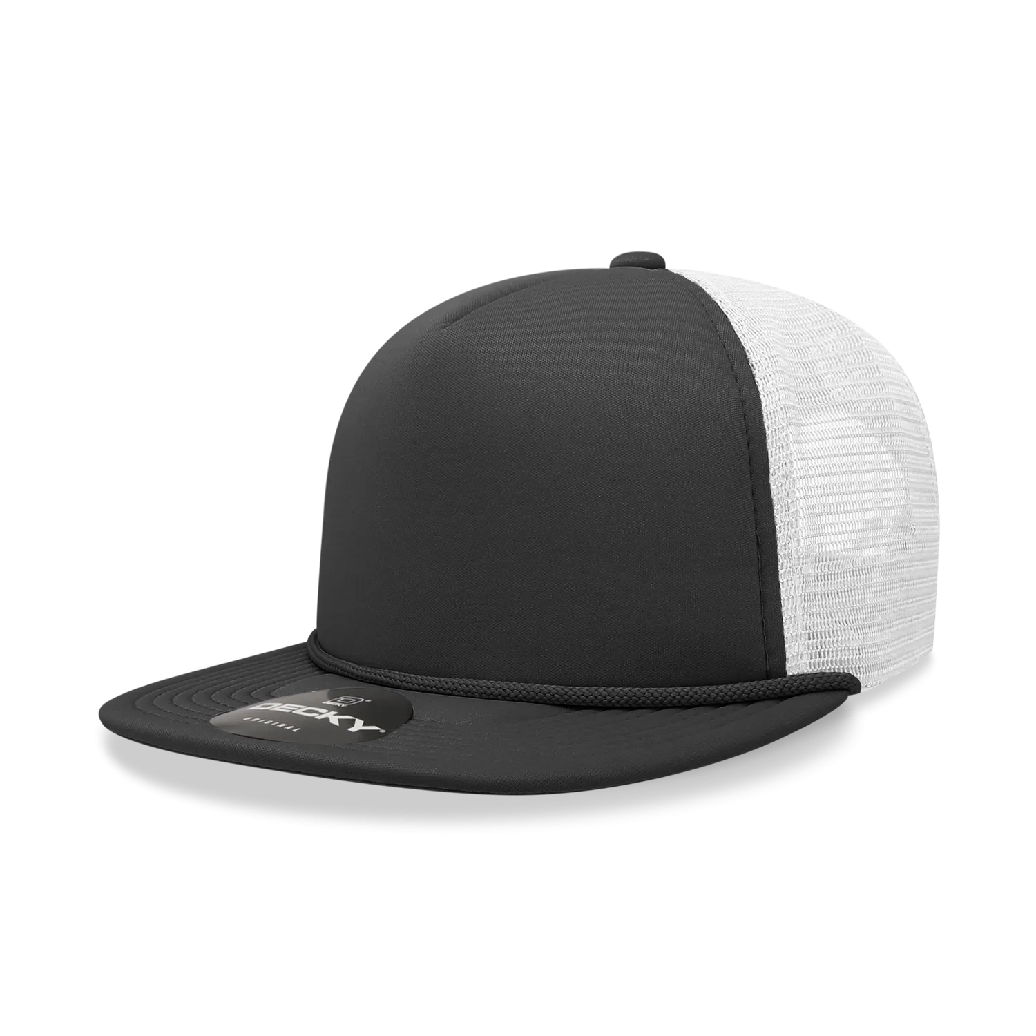 Decky 6026 - Classic 5 Panel Foam Trucker Cap, Flat Bill Hat - CASE Pricing