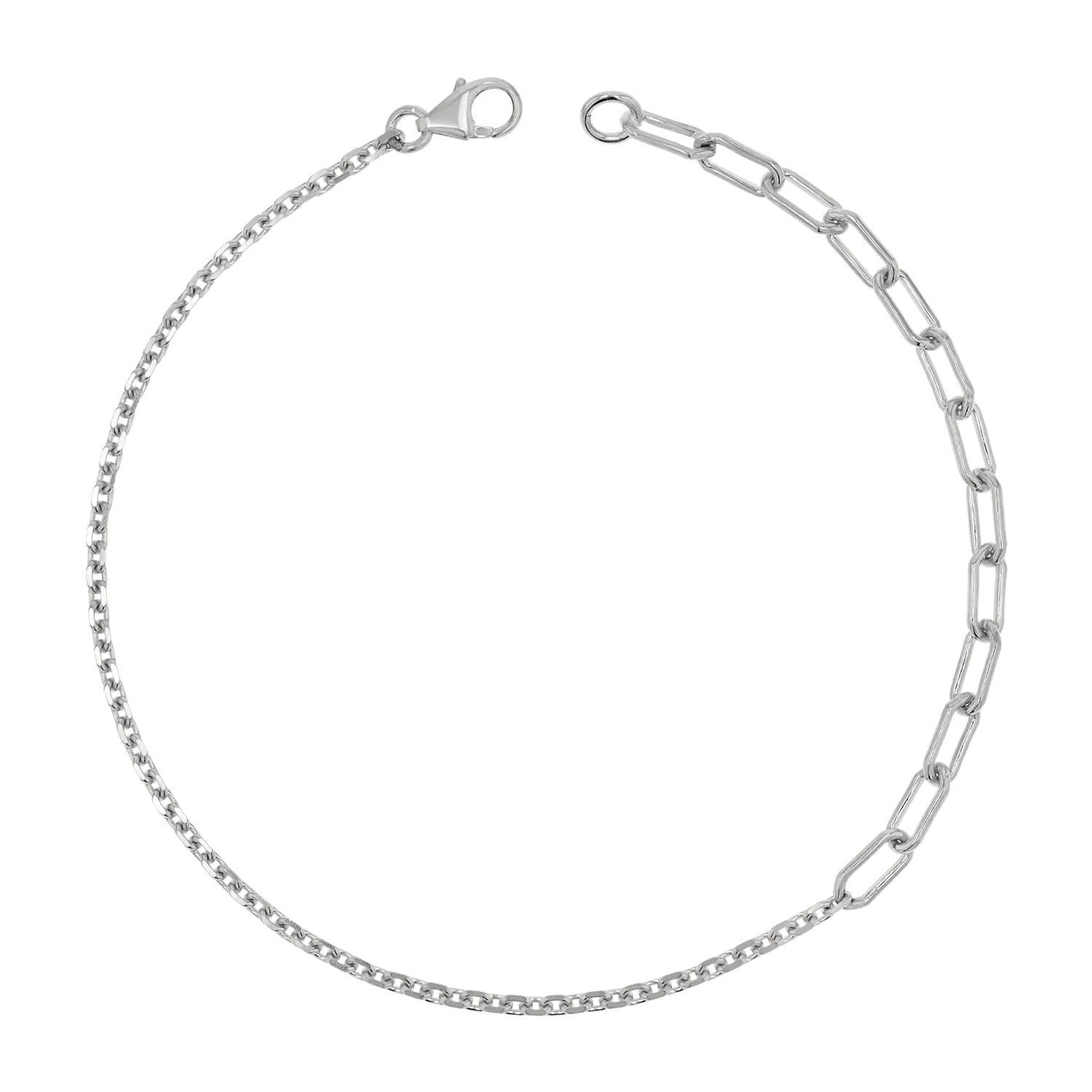 Diamond Cut Rolo & Paper Clip Chain Bracelet