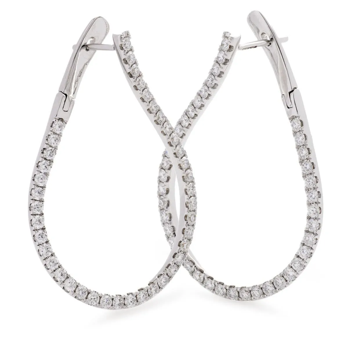 DIAMOND FANCY HOOP EARRINGS IN 18K WHITE GOLD