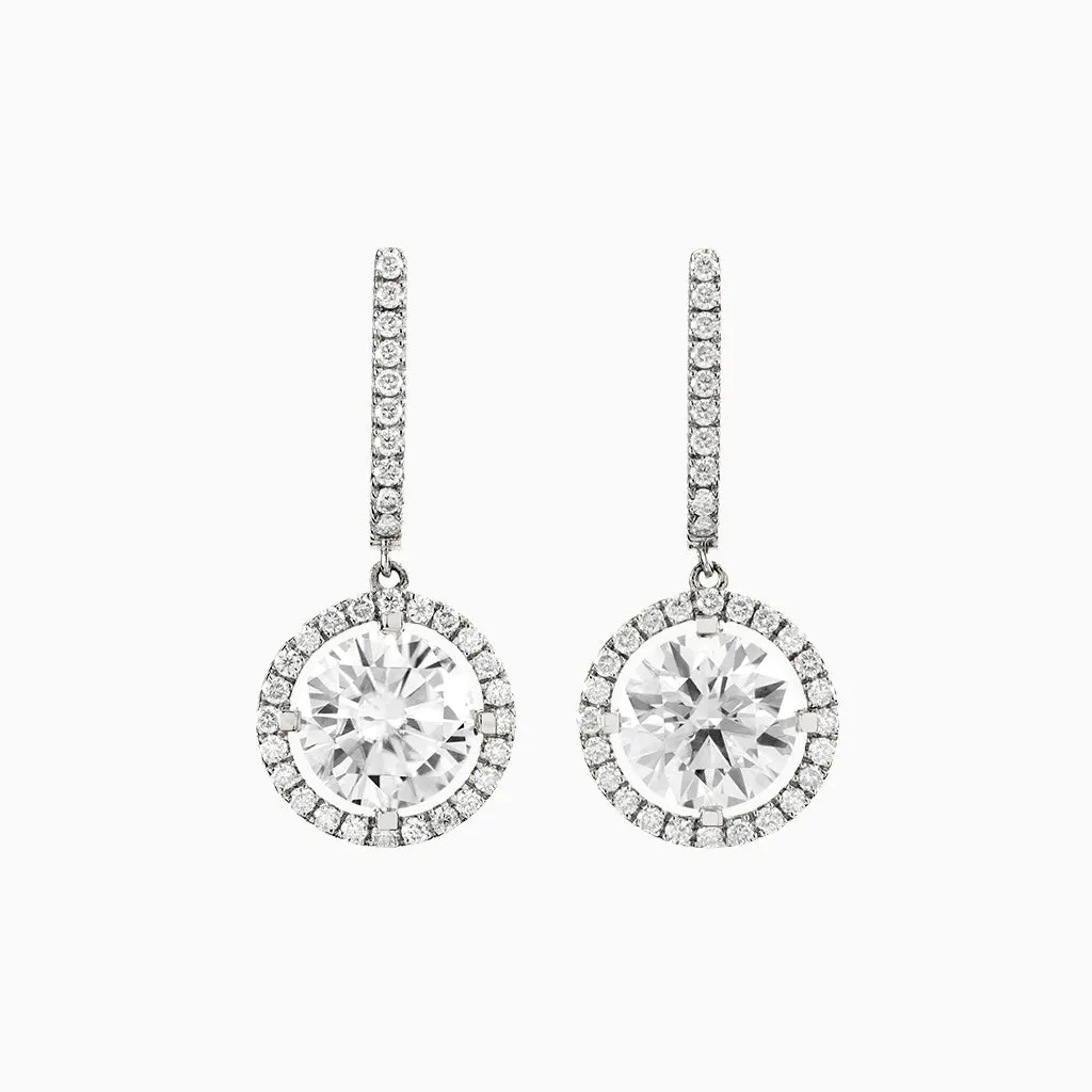 Diamond2 Solitaire Halo Drop Earrings