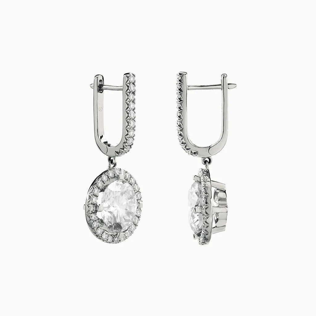 Diamond2 Solitaire Halo Drop Earrings