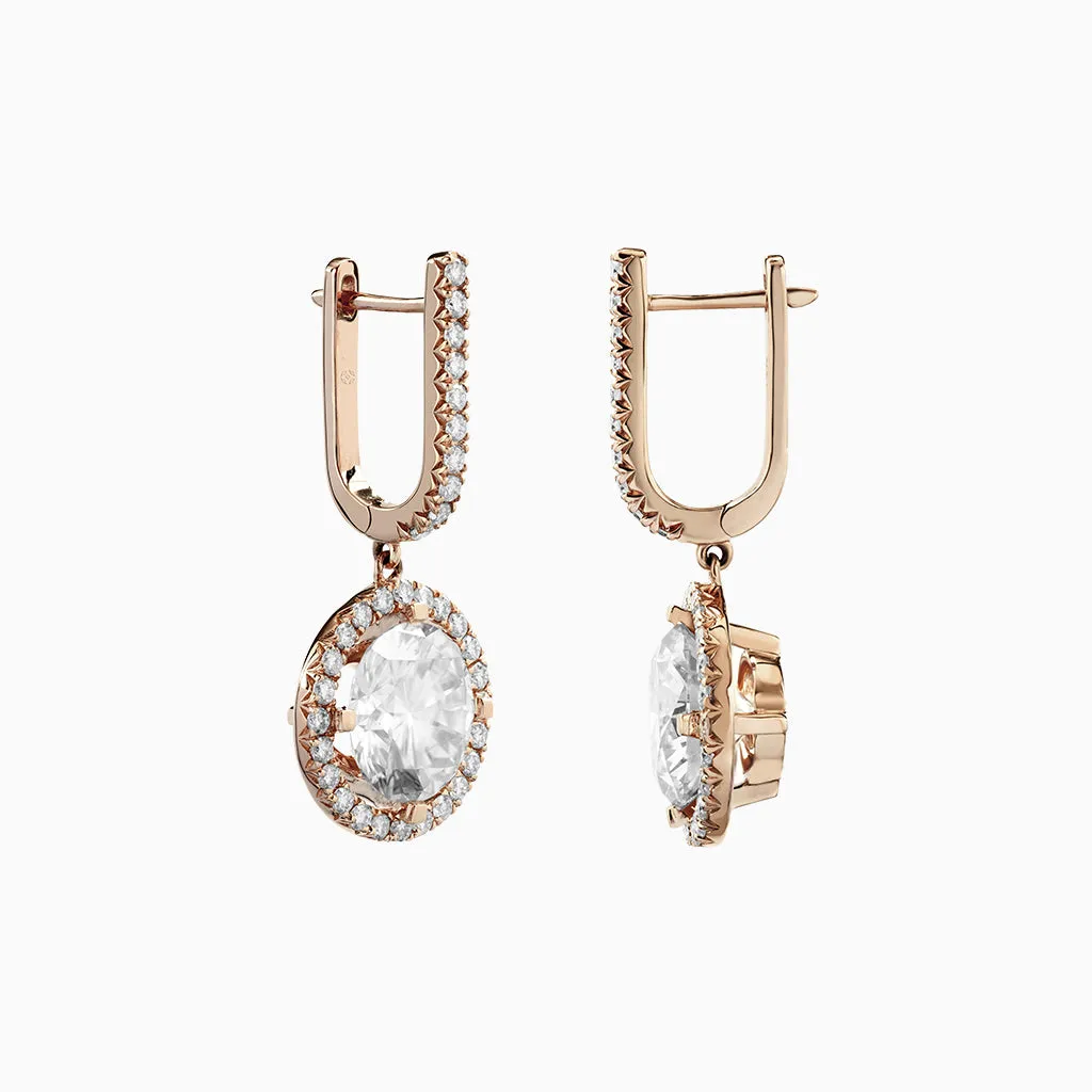 Diamond2 Solitaire Halo Drop Earrings