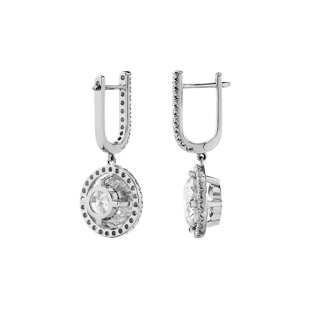 Diamond2 Solitaire Halo Drop Earrings