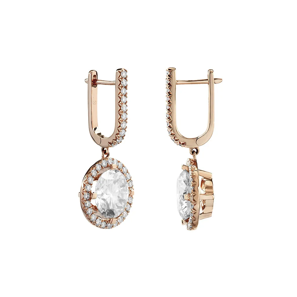 Diamond2 Solitaire Halo Drop Earrings