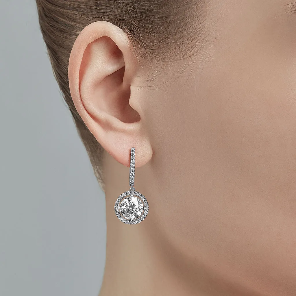 Diamond2 Solitaire Halo Drop Earrings