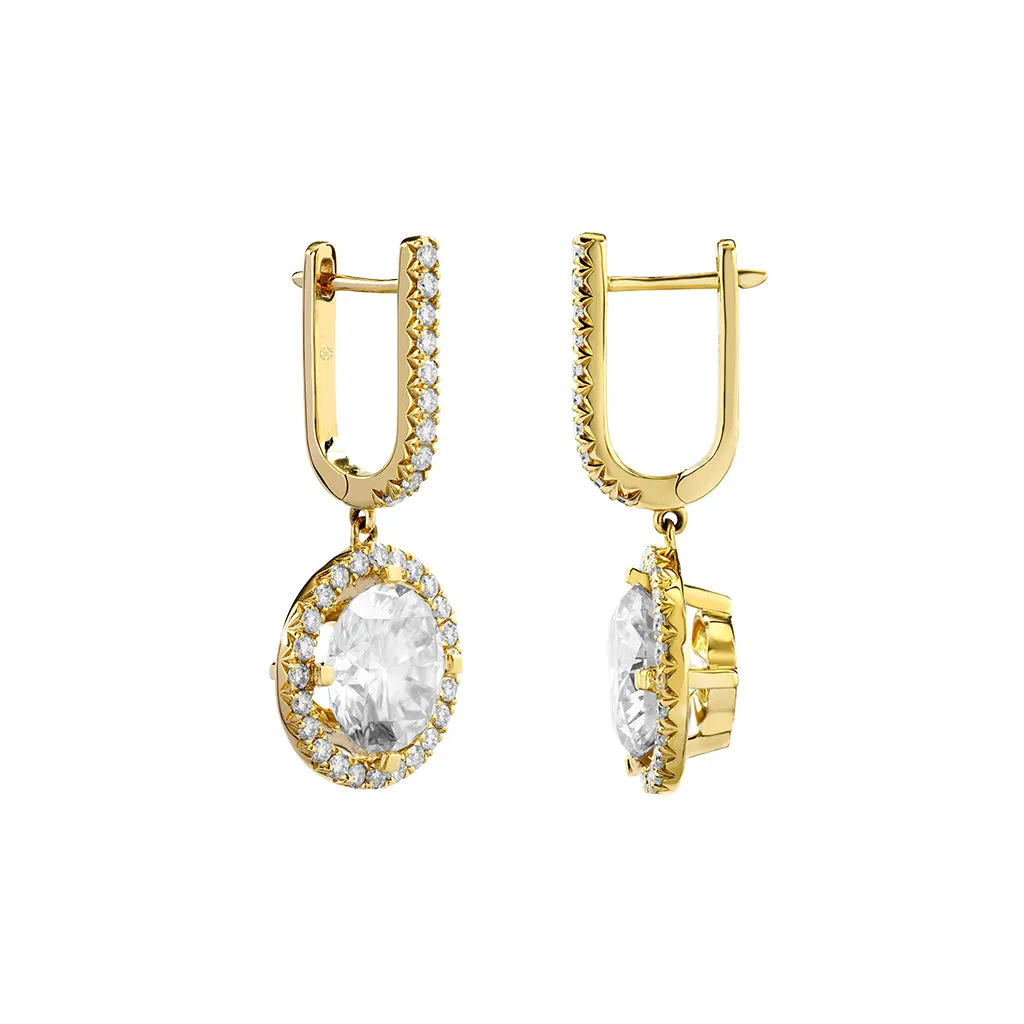 Diamond2 Solitaire Halo Drop Earrings