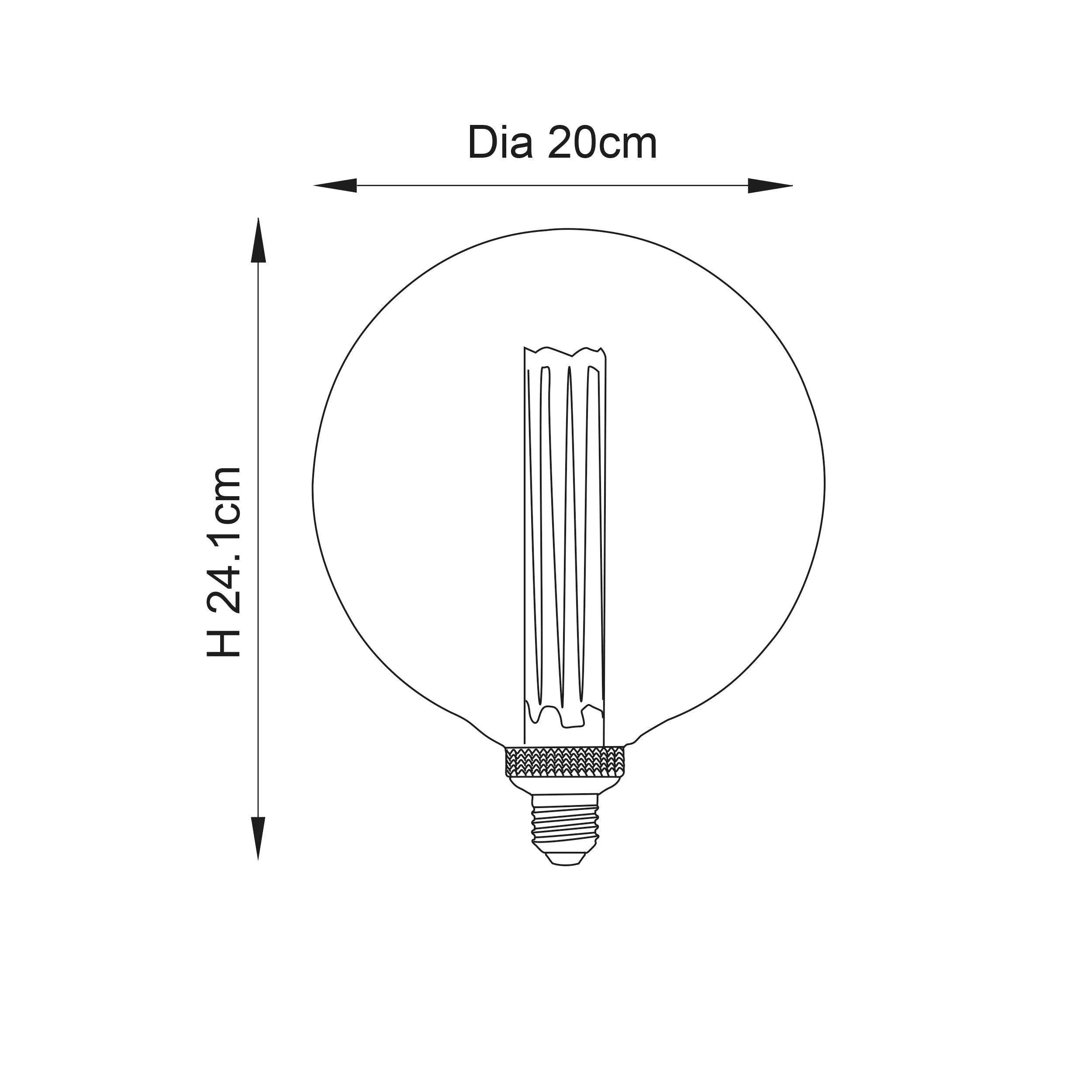 E27 Smoked Glass Globe Internal Cylinder LED 2.8w Light Bulb