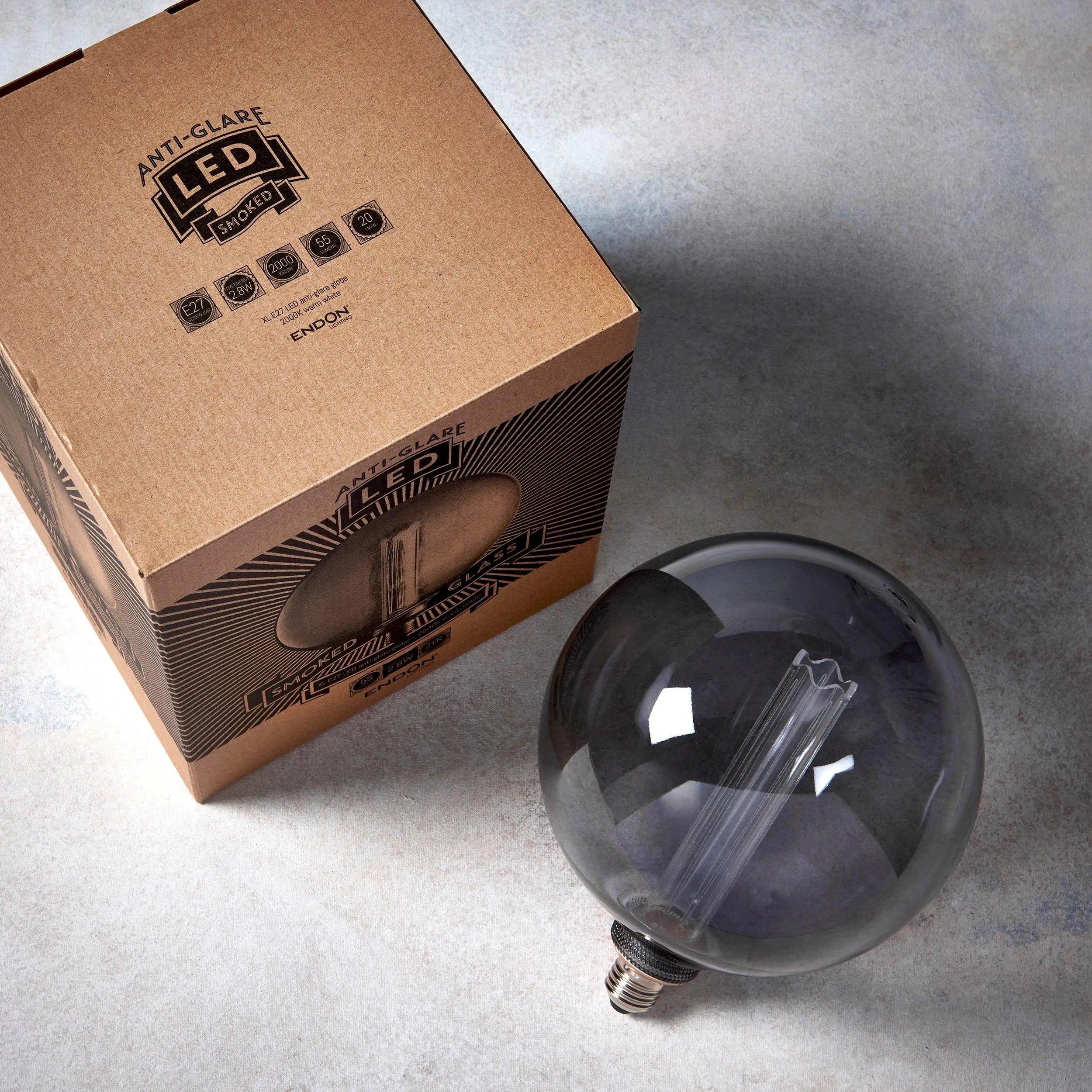 E27 Smoked Glass Globe Internal Cylinder LED 2.8w Light Bulb