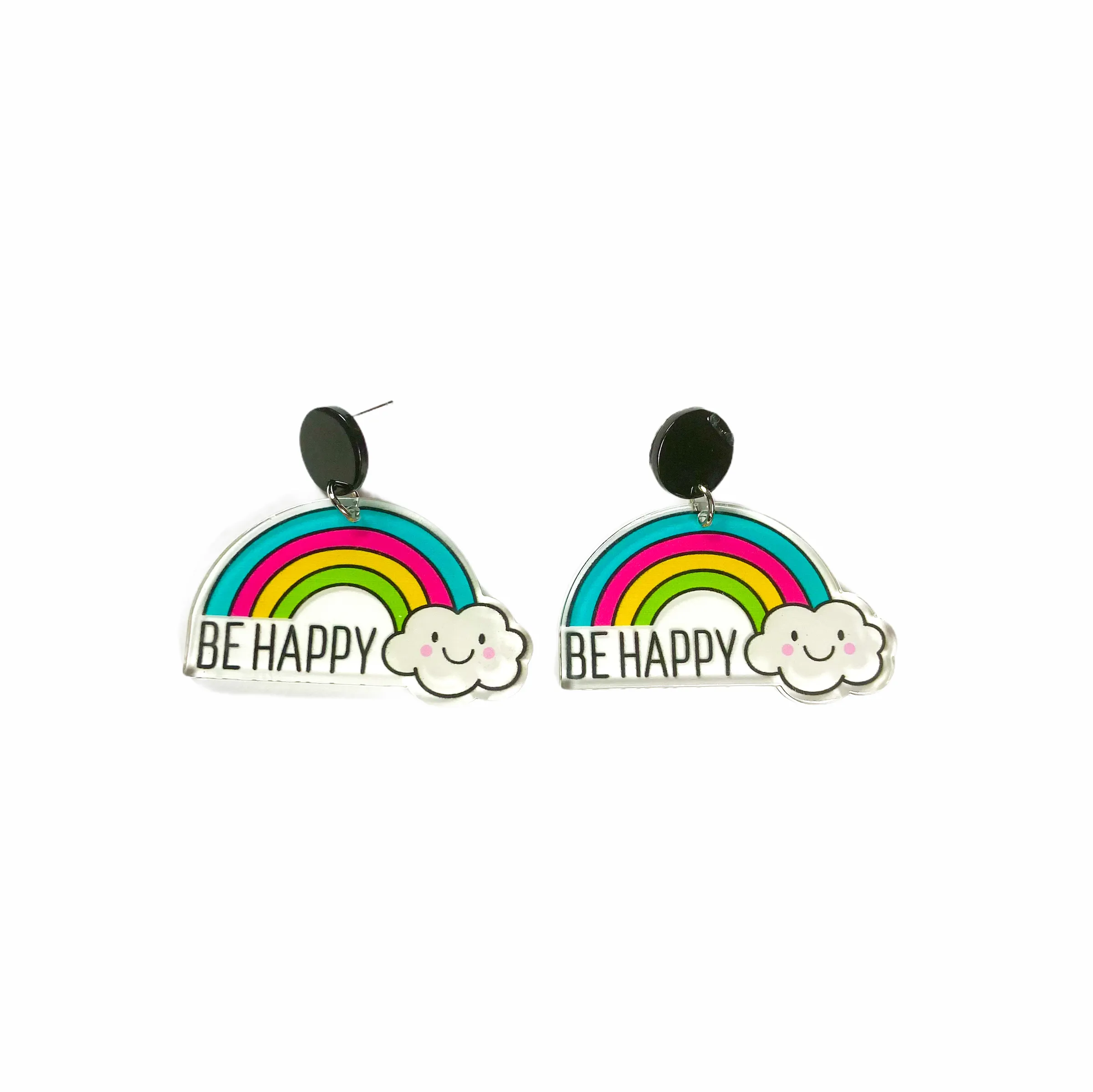 Earrings - Oversized happy rainbow drops