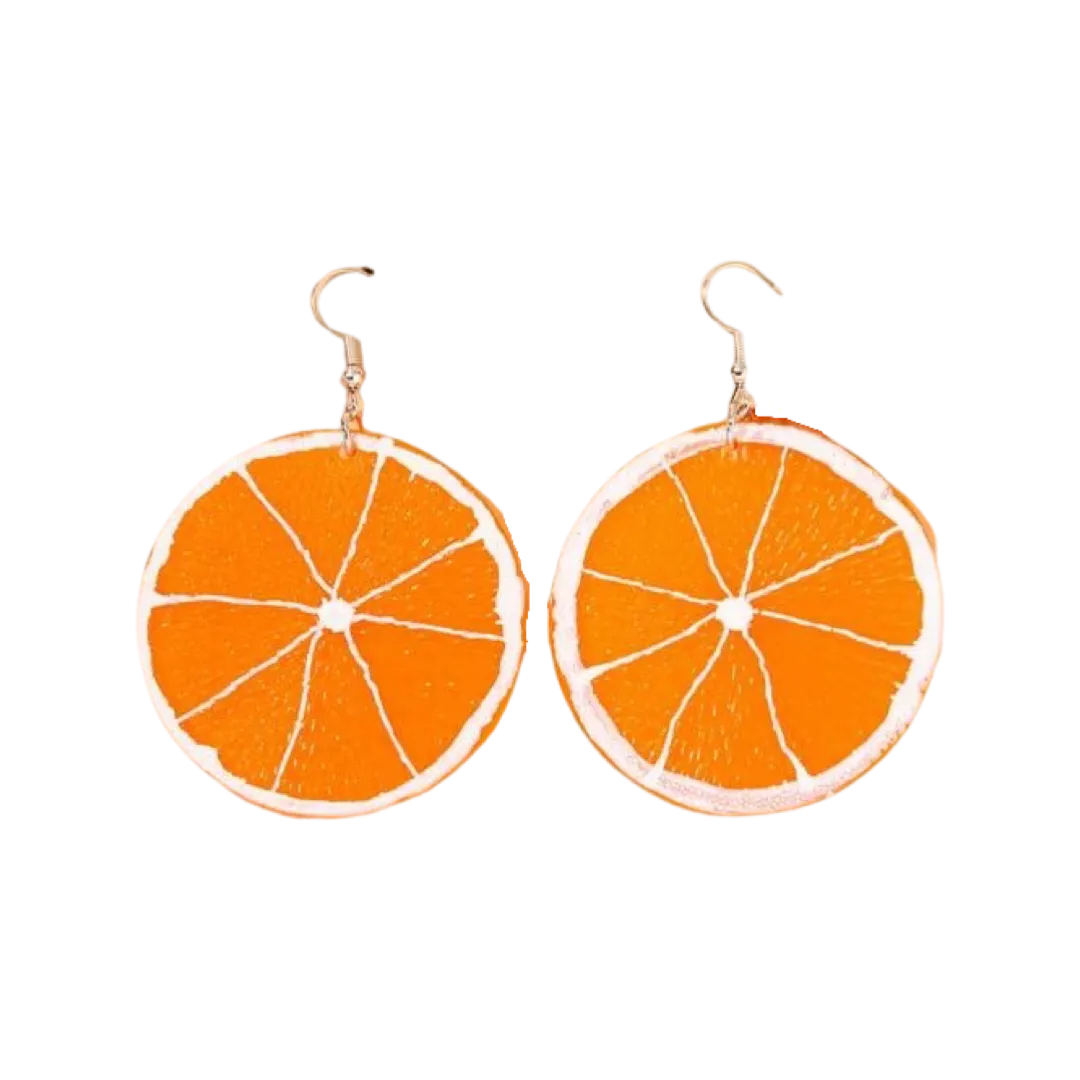 Earrings - Oversized sliced orange drops