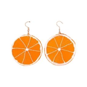 Earrings - Oversized sliced orange drops