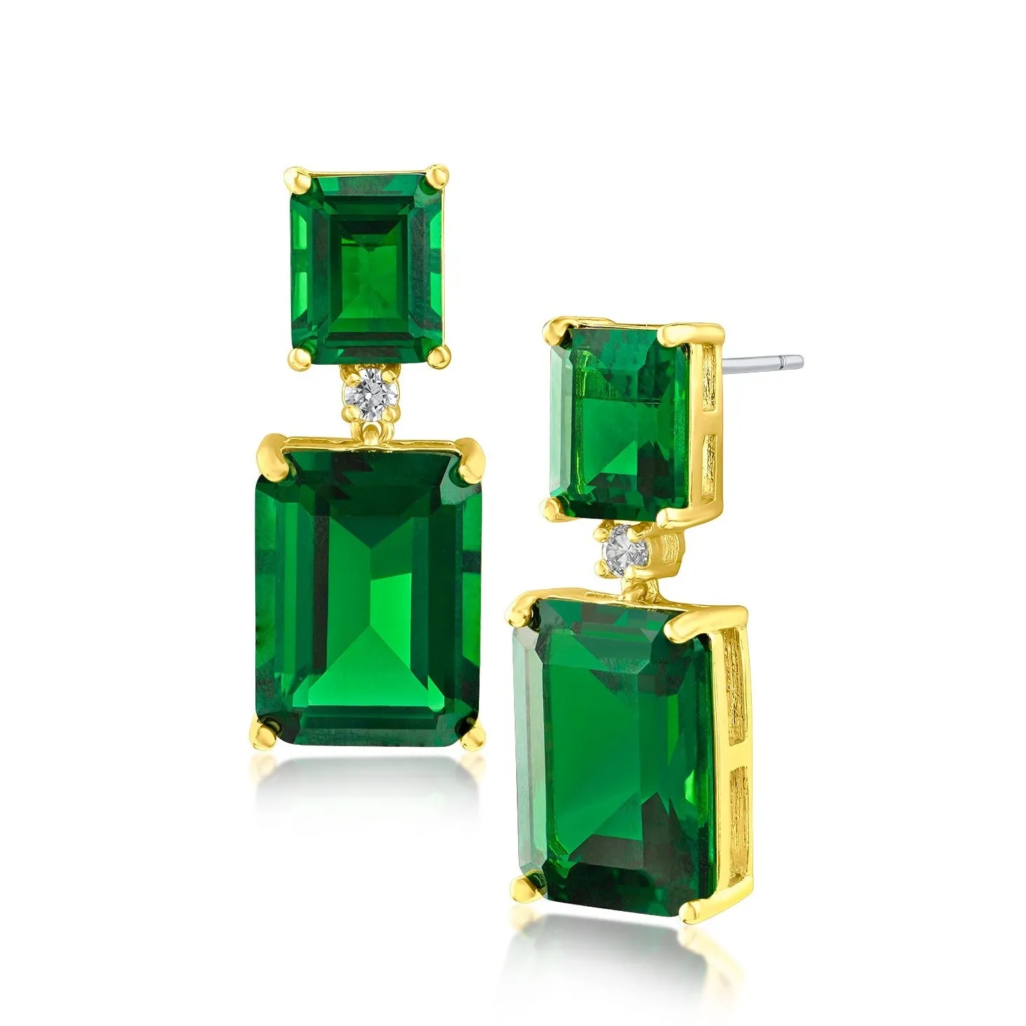 Emerald CZ Drop Earrings