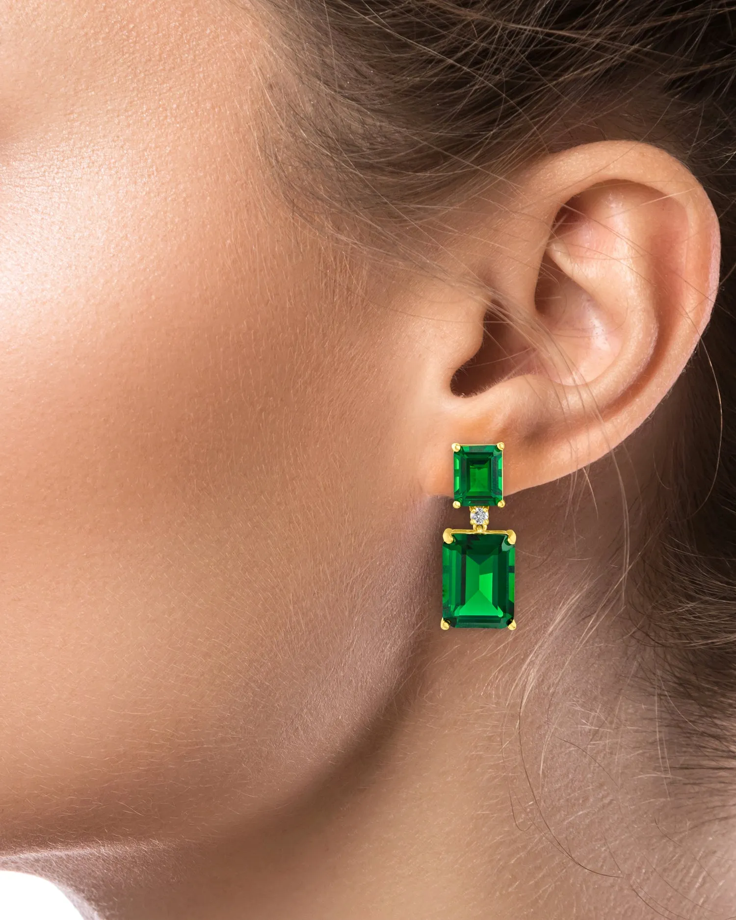 Emerald CZ Drop Earrings