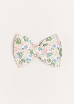 Emilia Floral Print Medium Bow Clip in Green