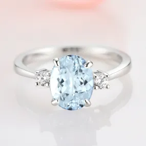 Everly Oval Cut Aquamarine Ring- 925 Sterling Silver