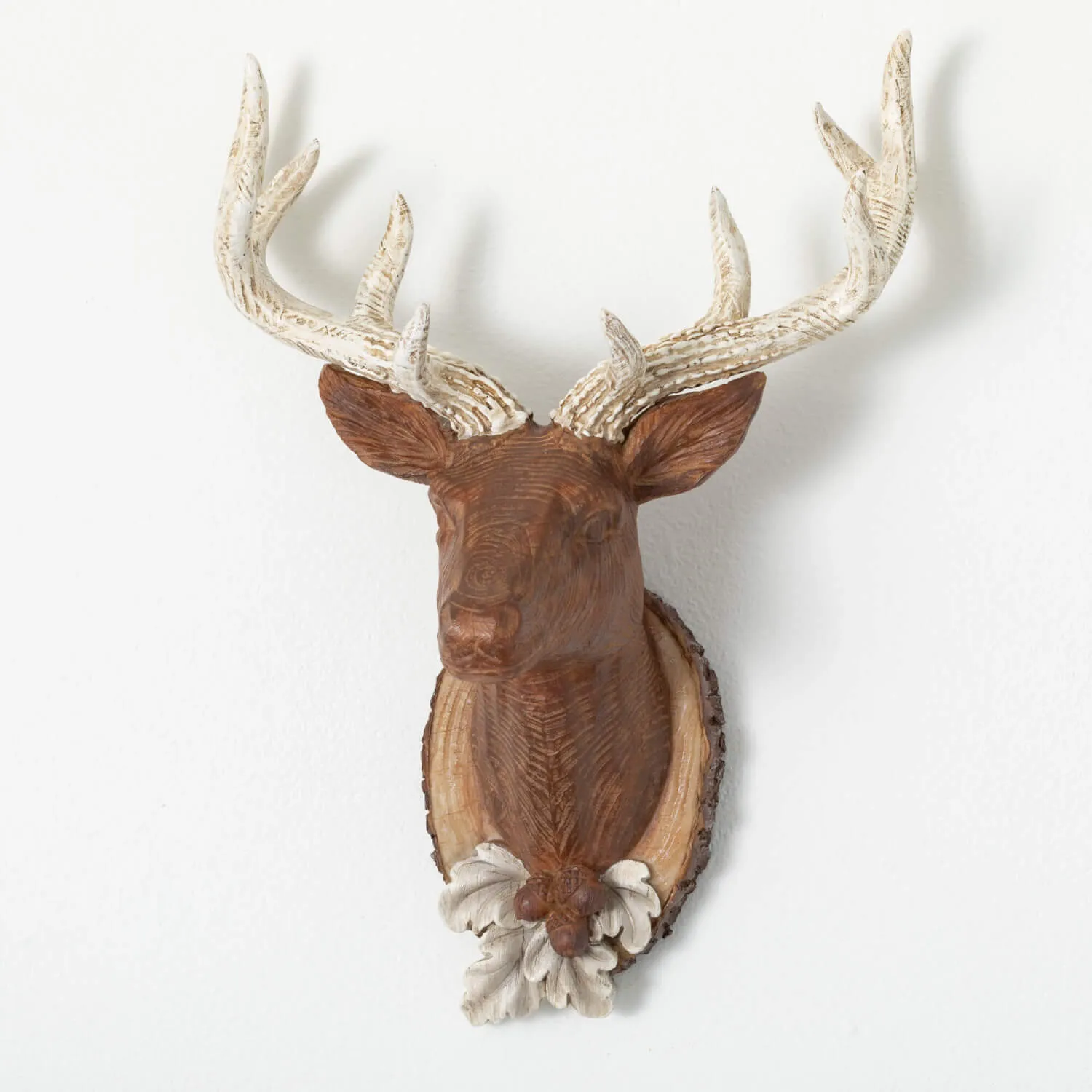 Faux Wood Wall-Mount Stag Bust