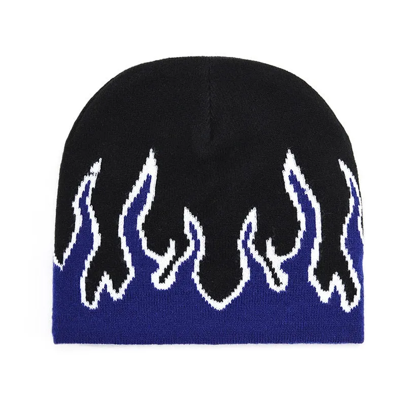 Flame Print Y2K Beanie