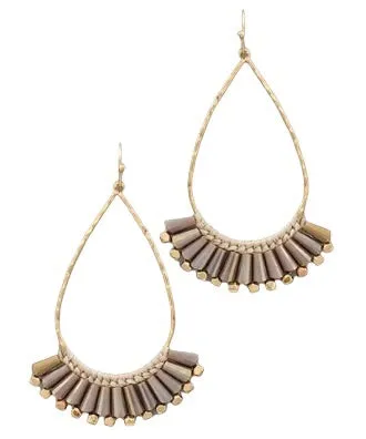 Glass Drop Earrings in taupe