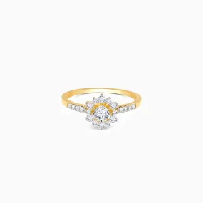 Gold Floral Statement Diamond Ring