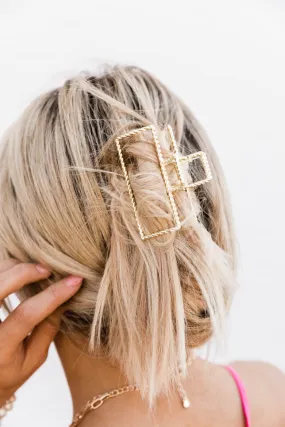 Gold Square Hair Claw Clip