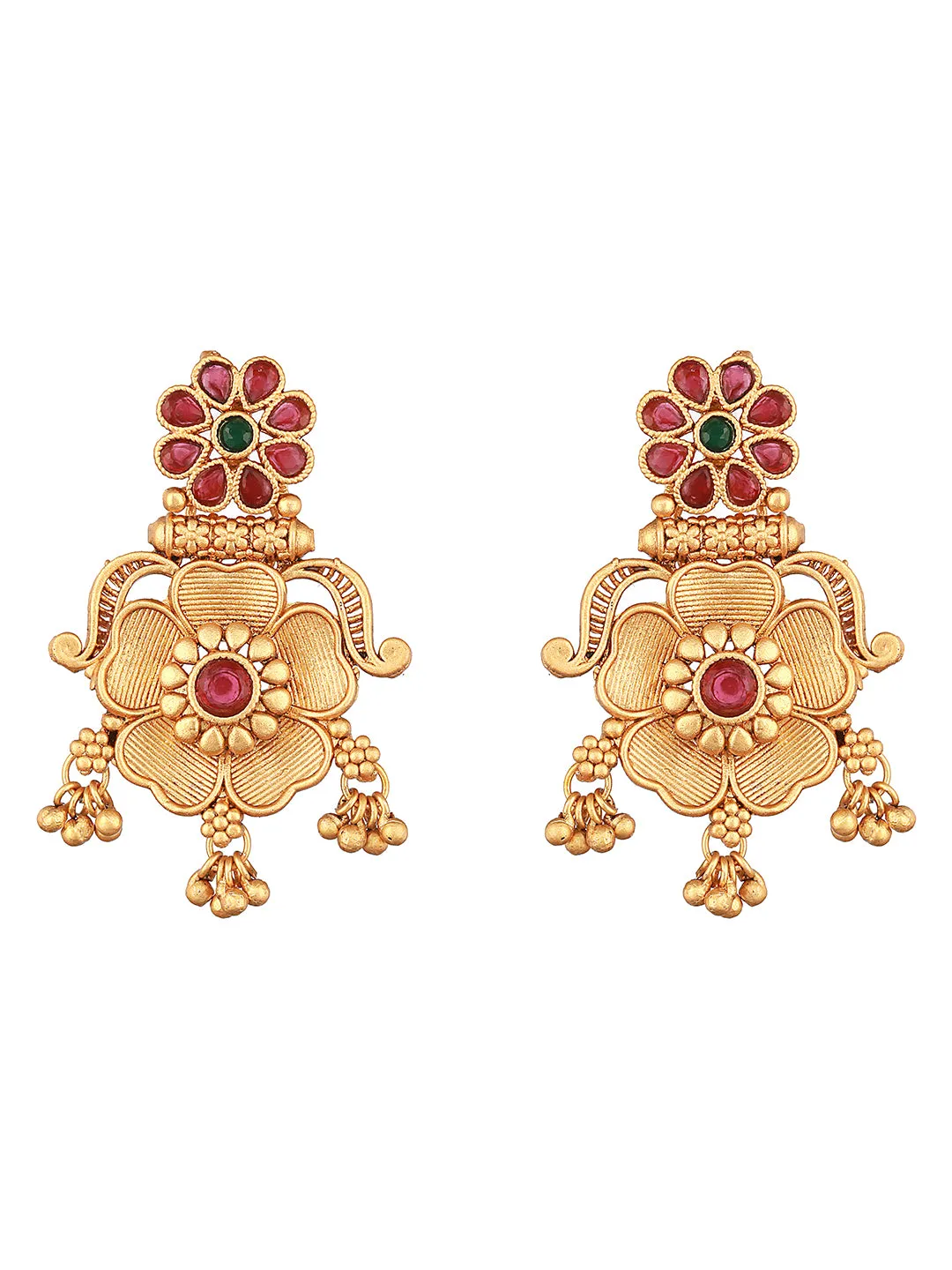 Gold-Toned Dome Shaped Drop Earrings