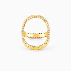 Golden Three-way Statement Ring