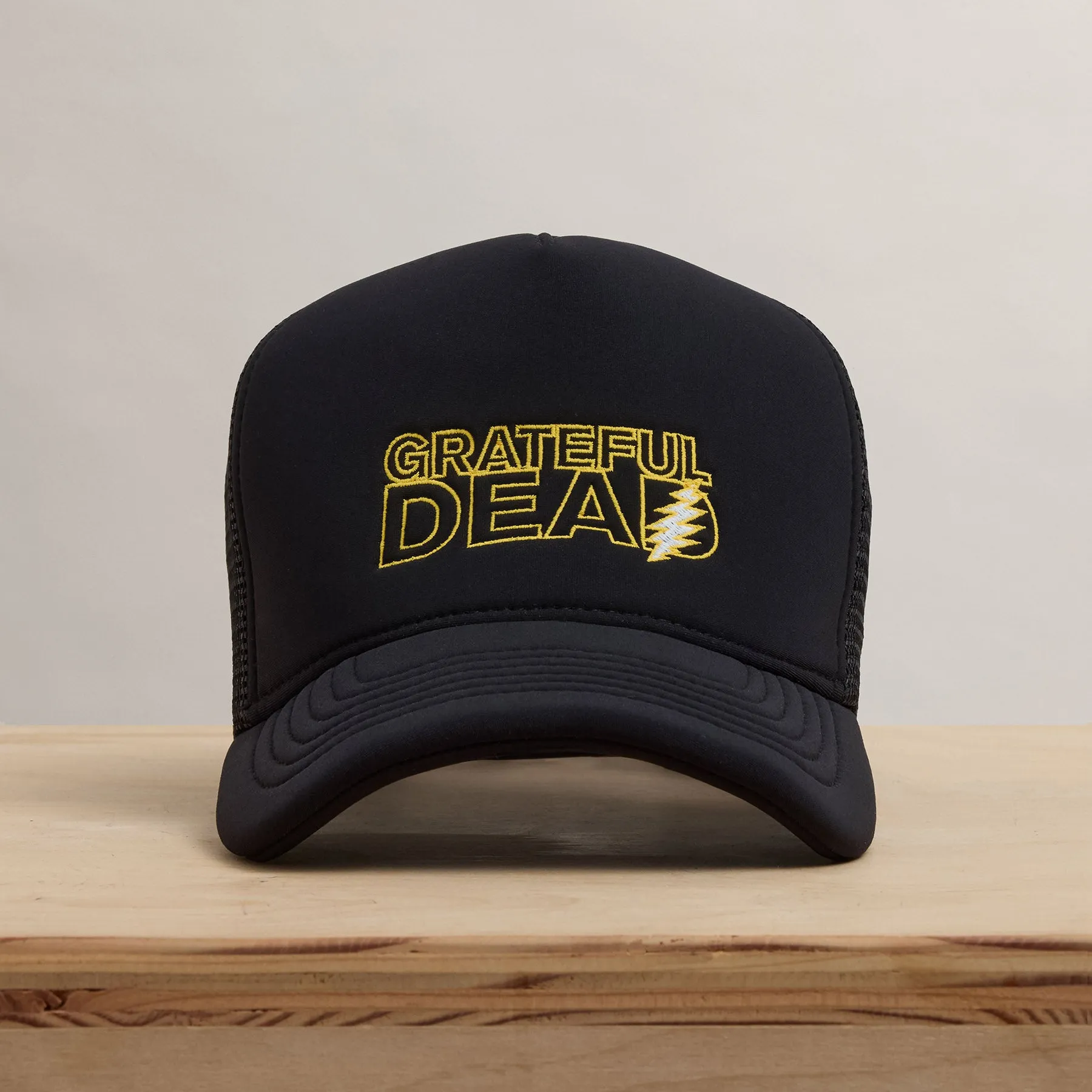 Grateful Dead Lightning Bolt Embroidery Trucker - Black