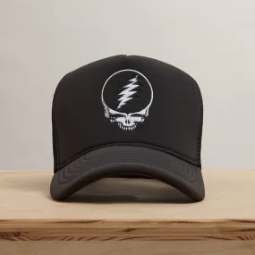 Grateful Dead Skull Embroidery Trucker - Carbon Grey