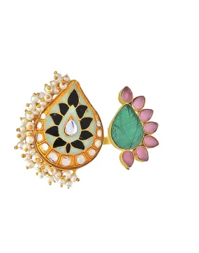 Half Flora Kundan Ring