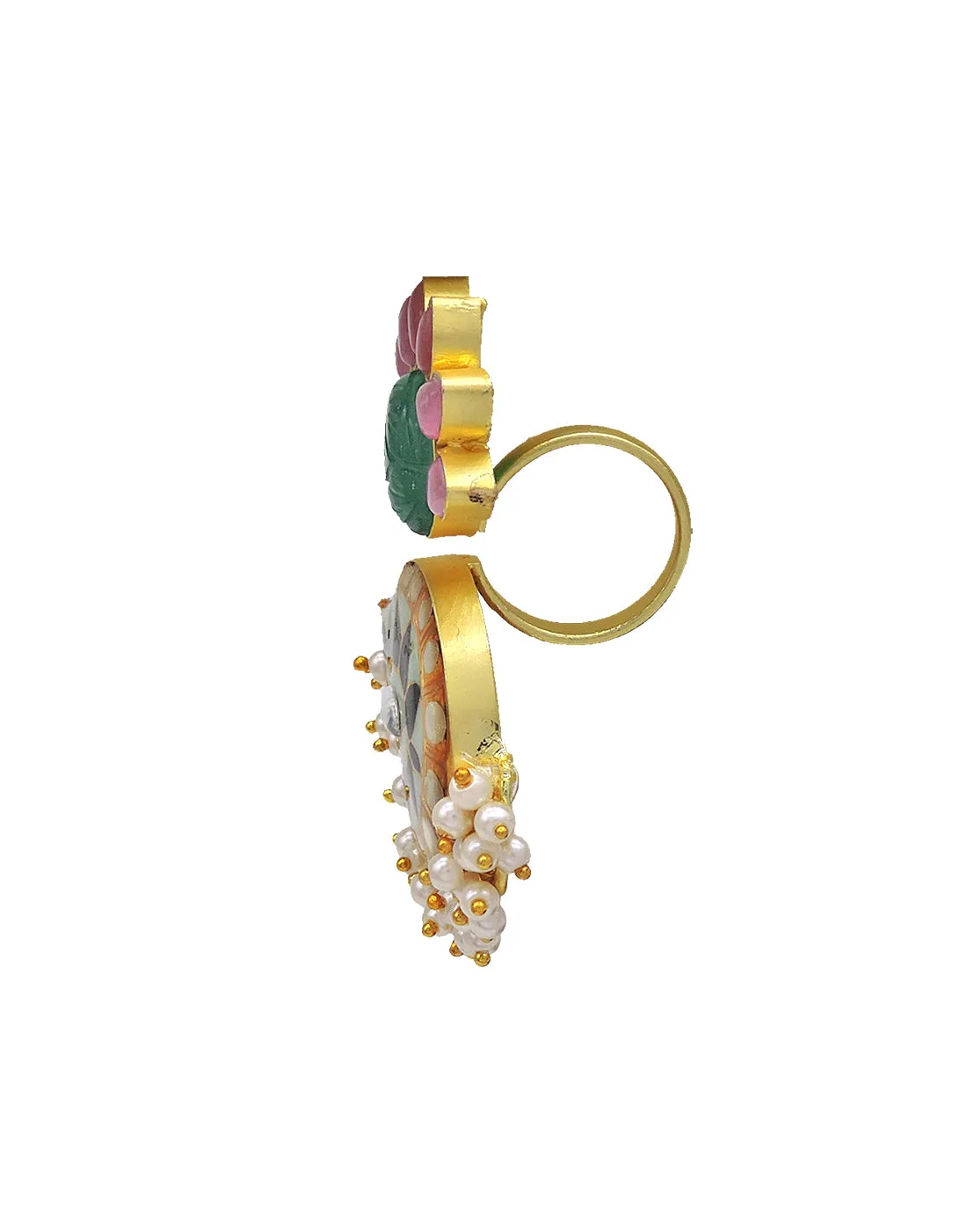 Half Flora Kundan Ring