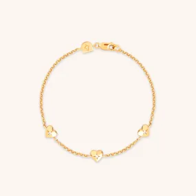 Heart Charm Bracelet in Gold