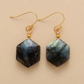 Hexa Labradorite Drop Earrings