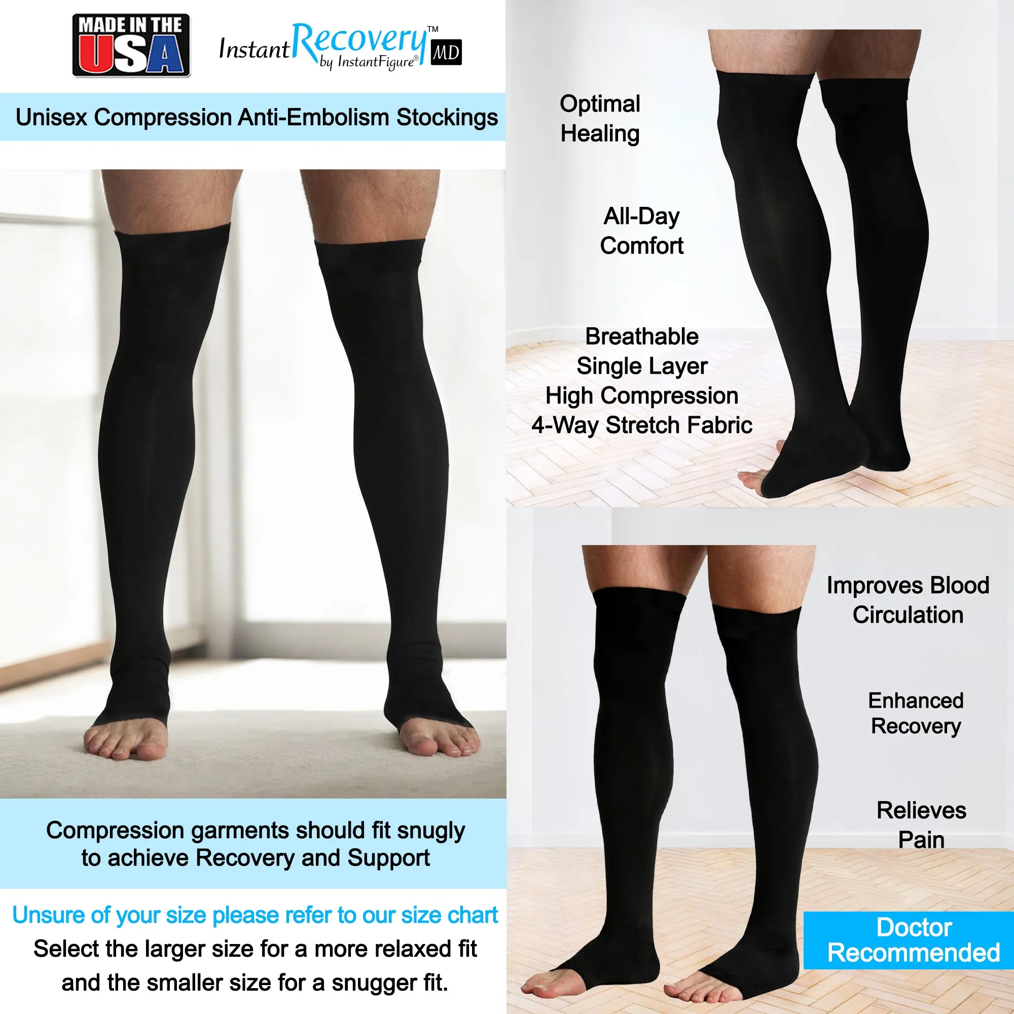 InstantRecoveryMD Unisex Compression Anti-Embolism Stockings MD400