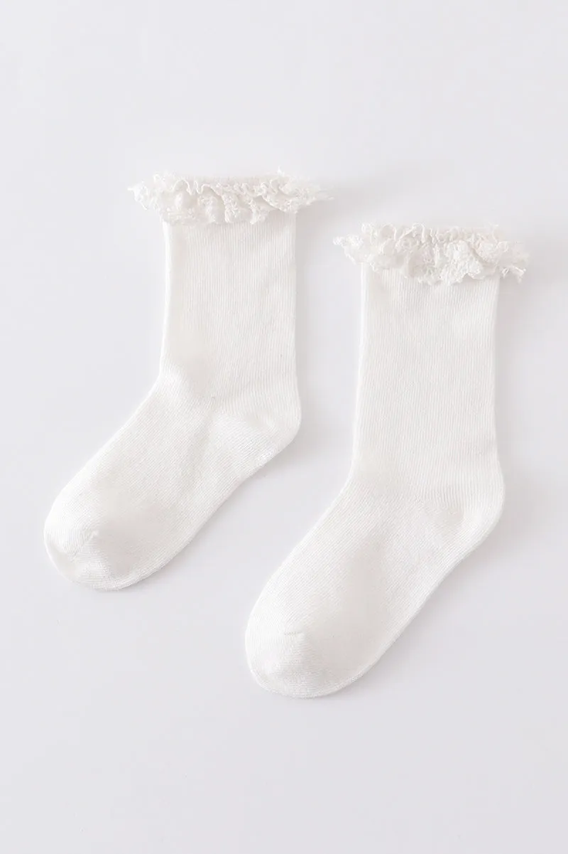 Ivory Knit lace girls socks