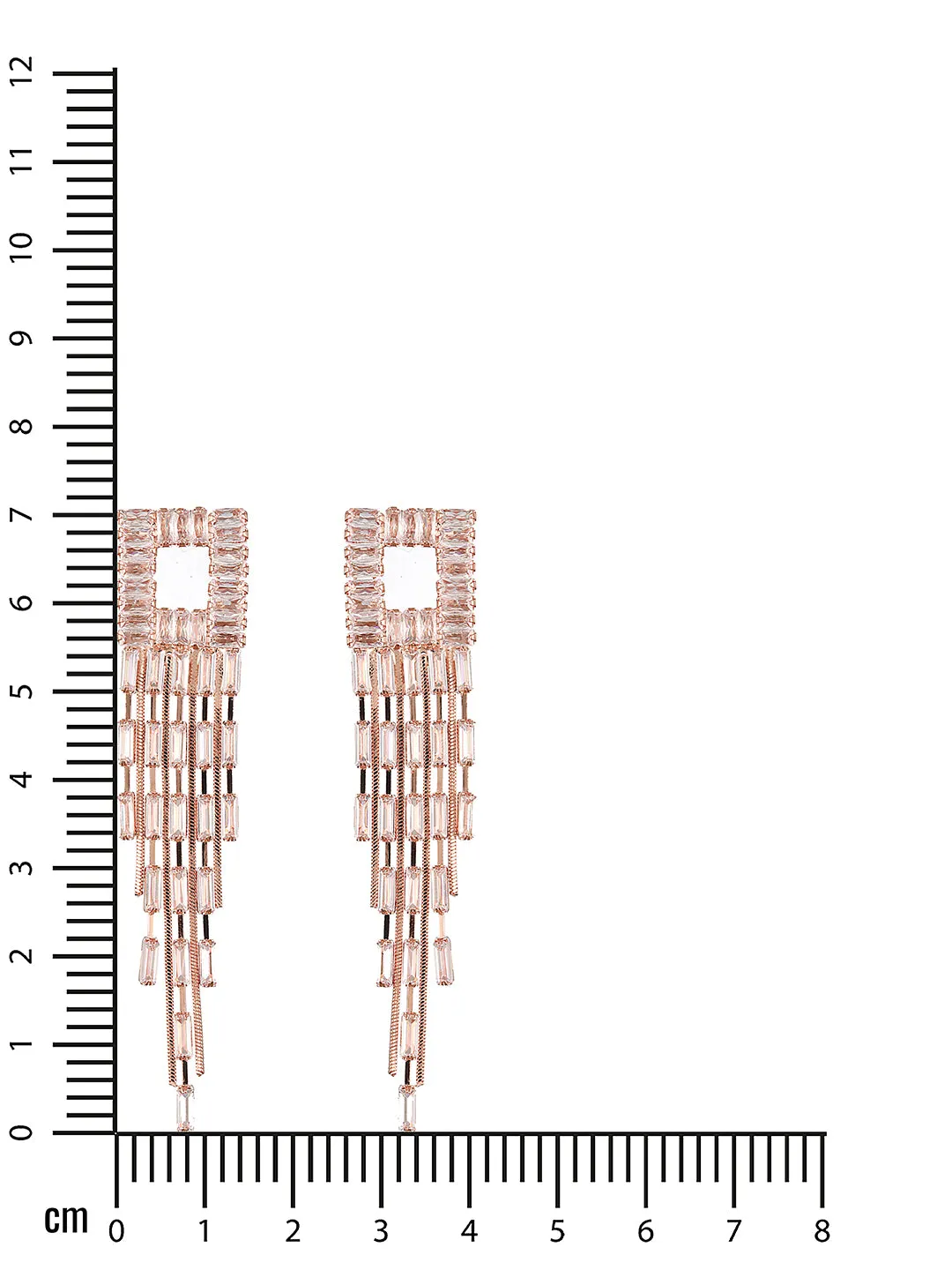 JAZZ AND SIZZLE Rose gold-Plated CZ Studded Contemporary Drop Earrings